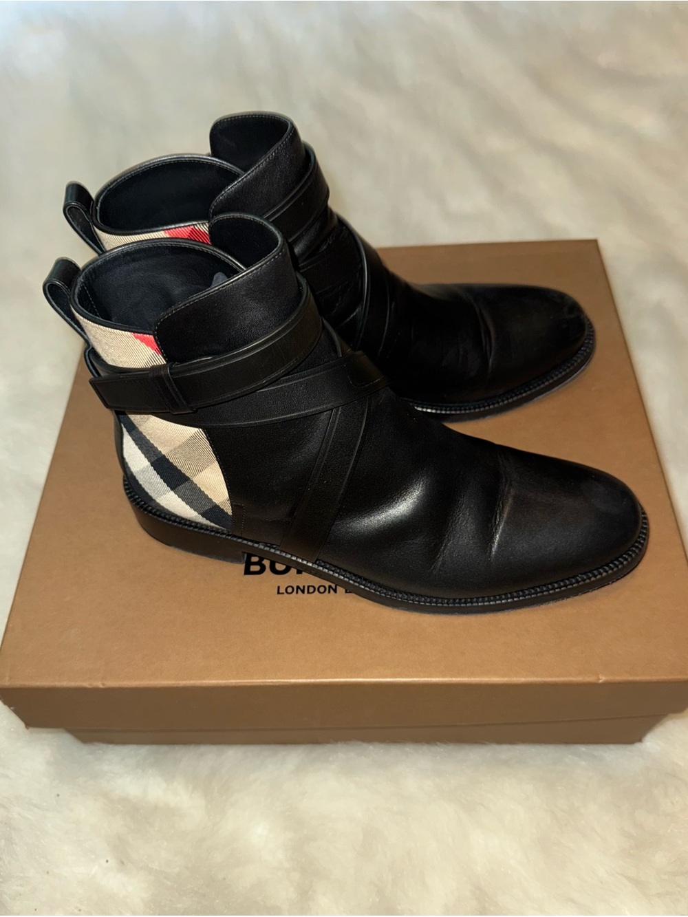 Burberry Pryle House Check and Leather Ankle Boots